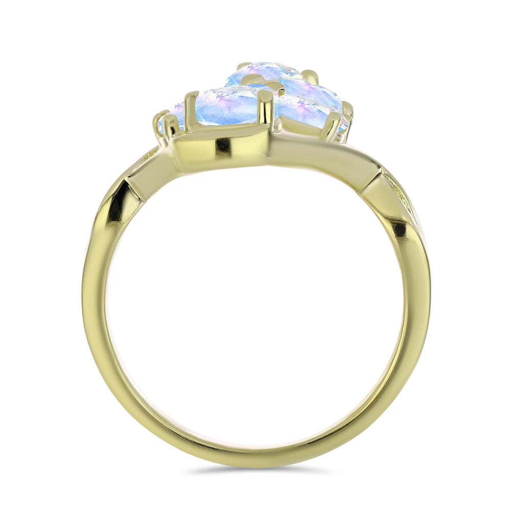 Inel din Argint 925 Placat cu Aur ( 4.5 grame ) cu Piatra Lunii Curcubeu 2.74 Carate 2 