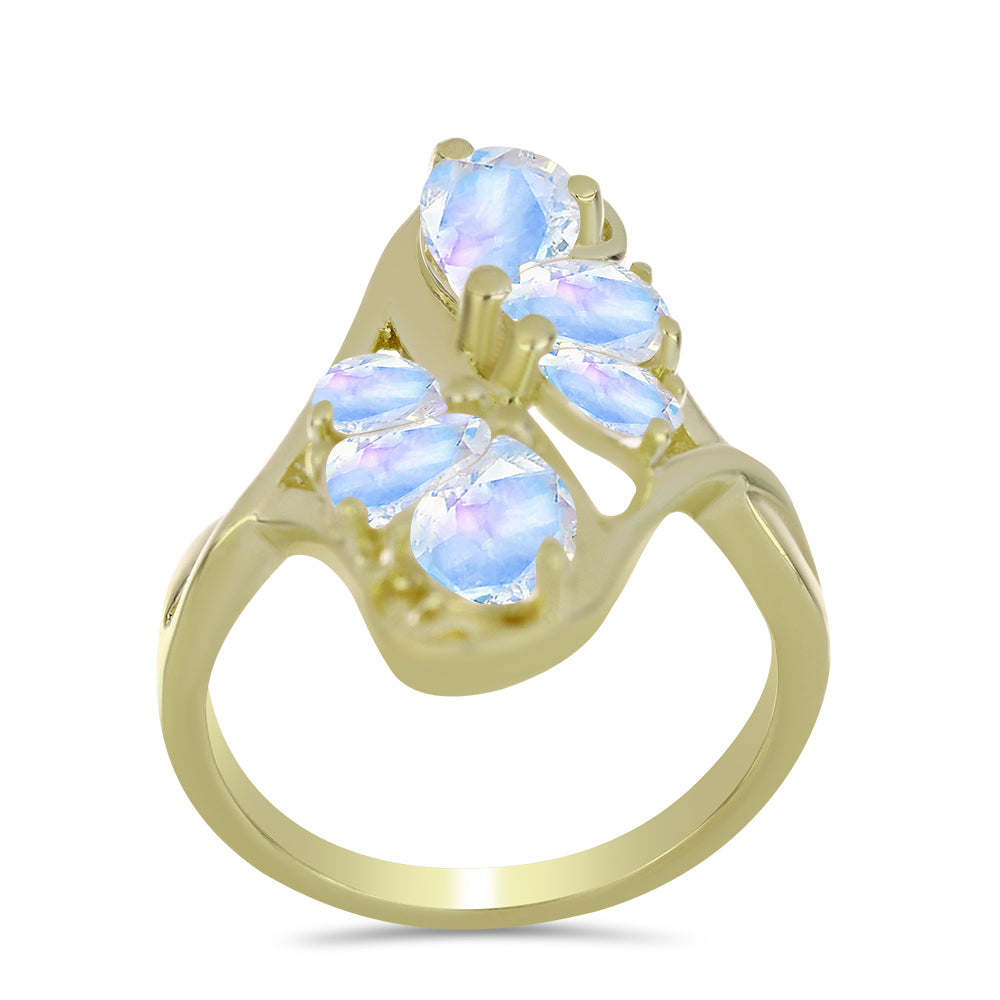 Inel din Argint 925 Placat cu Aur ( 4.5 grame ) cu Piatra Lunii Curcubeu 2.74 Carate