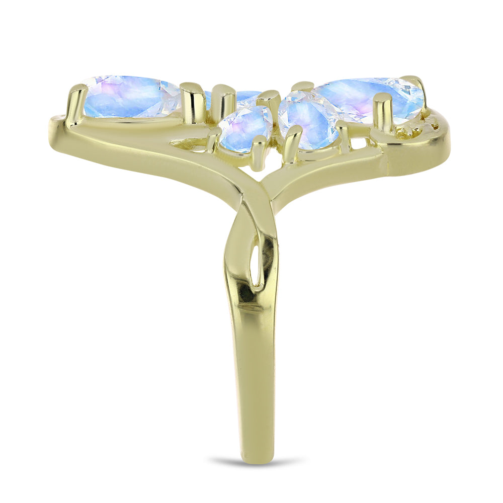 Inel din Argint 925 Placat cu Aur ( 4.5 grame ) cu Piatra Lunii Curcubeu 2.74 Carate