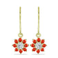 Cercei din Argint 925 Placat cu Aur ( 2.25 grame ) cu Coral Roșu Burete și Topaz Alb 1.25 Carate