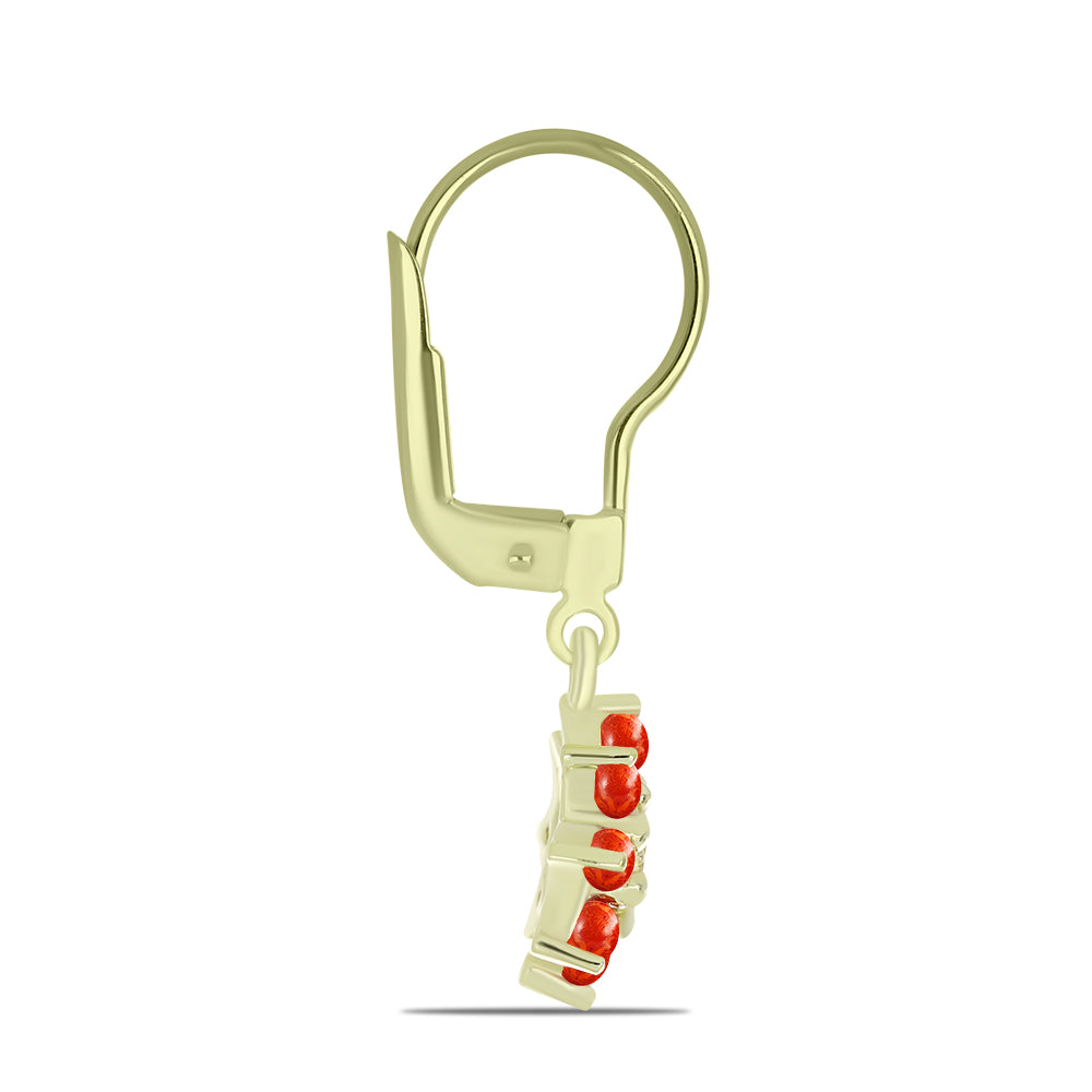 Cercei din Argint 925 Placat cu Aur ( 2.25 grame ) cu Coral Roșu Burete și Topaz Alb 1.25 Carate 2 