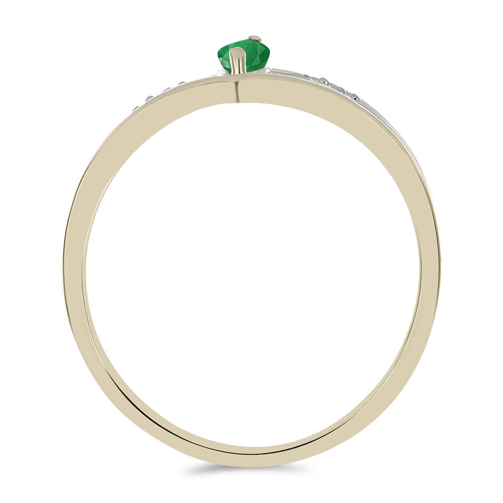 Inel din Argint 925 Placat cu Aur ( 2.5 grame ) cu Smarald Zambian și Topaz Alb 0.23 Carate 2 