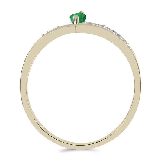 Inel din Argint 925 Placat cu Aur ( 2.5 grame ) cu Smarald Zambian și Topaz Alb 0.23 Carate