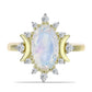 Inel din Argint 925 Placat cu Aur ( 3.1 grame ) cu Piatra Lunii Curcubeu și Topaz Alb 2.83 Carate