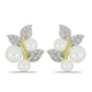 Cercei din Argint 925 Placat cu Aur ( 4.52 grame ) cu Perlă de Apă Dulce Albă și Topaz Alb 5.6 Carate