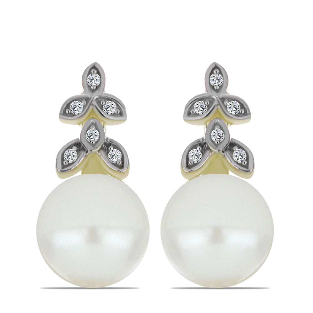 Cercei din Argint 925 Placat cu Aur ( 2.84 grame ) cu Perlă de Apă Dulce Albă și Topaz Alb 5.82 Carate