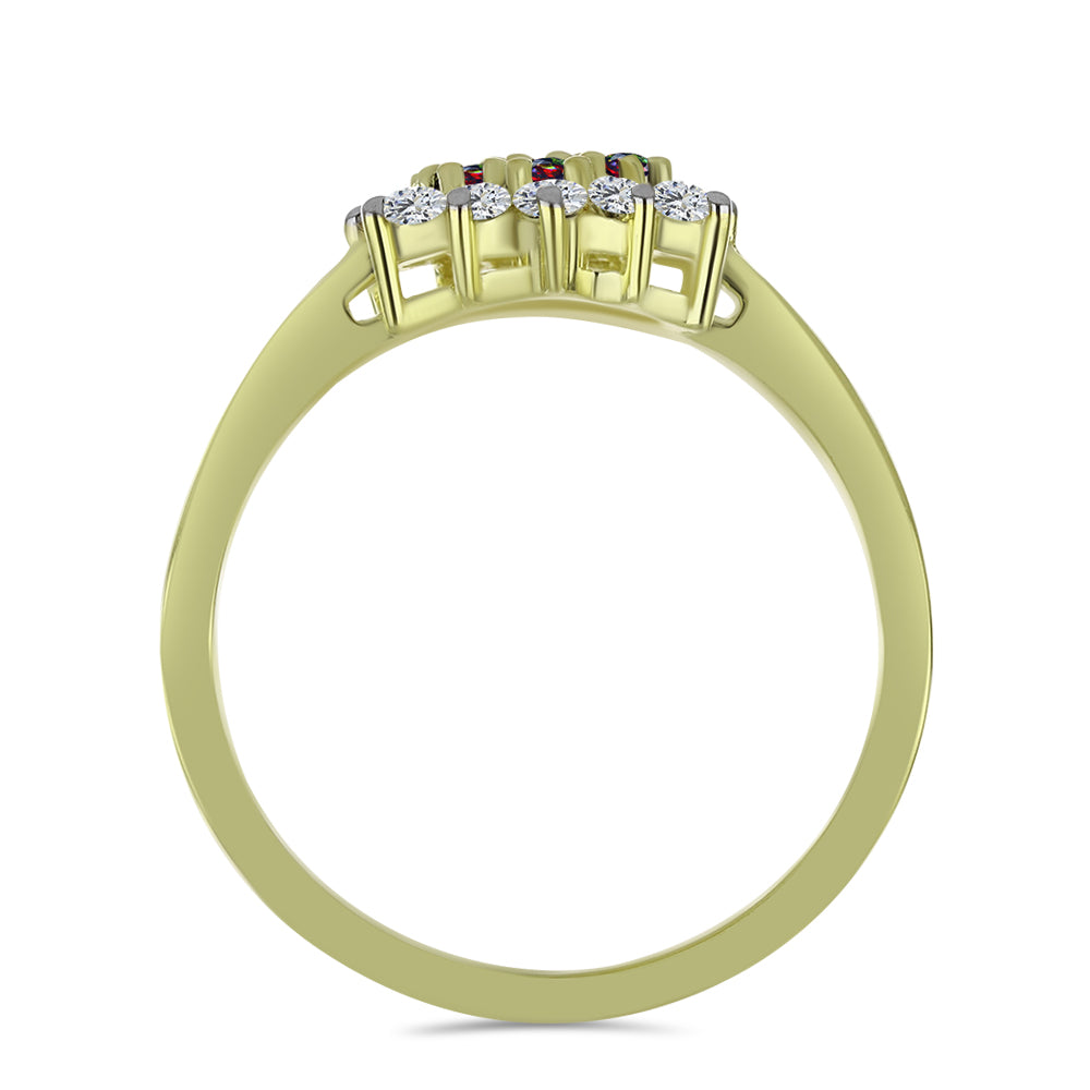 Inel din Argint 925 Placat cu Aur ( 2.56 grame ) cu Opal Etiopian Negru Lega Dembi și Topaz Alb 0.64 Carate 2 