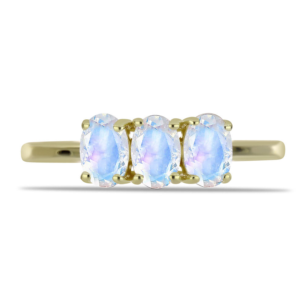 Inel din Argint 925 Placat cu Aur ( 1.95 grame ) cu Piatra Lunii Curcubeu 1.35 Carate 1 