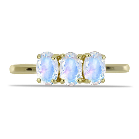 Inel din Argint 925 Placat cu Aur ( 1.95 grame ) cu Piatra Lunii Curcubeu 1.35 Carate