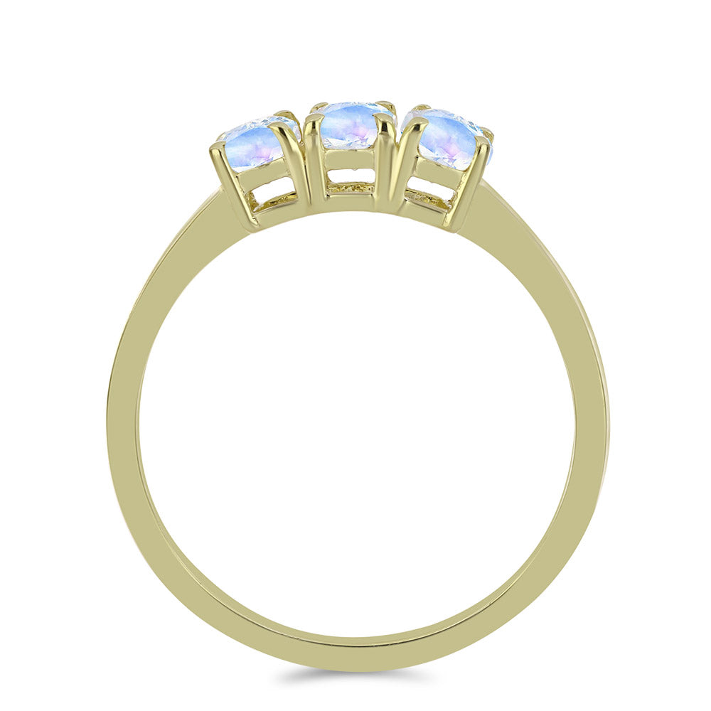 Inel din Argint 925 Placat cu Aur ( 1.95 grame ) cu Piatra Lunii Curcubeu 1.35 Carate