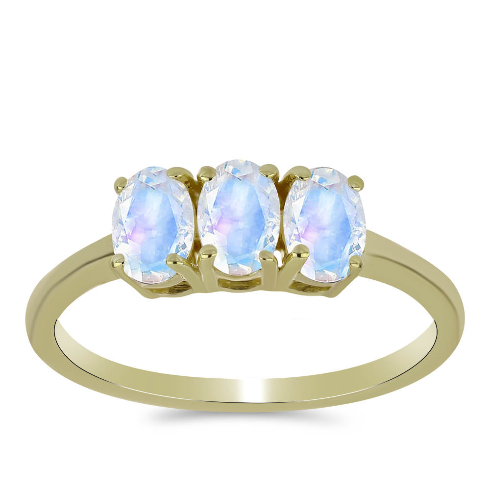 Inel din Argint 925 Placat cu Aur ( 1.95 grame ) cu Piatra Lunii Curcubeu 1.35 Carate