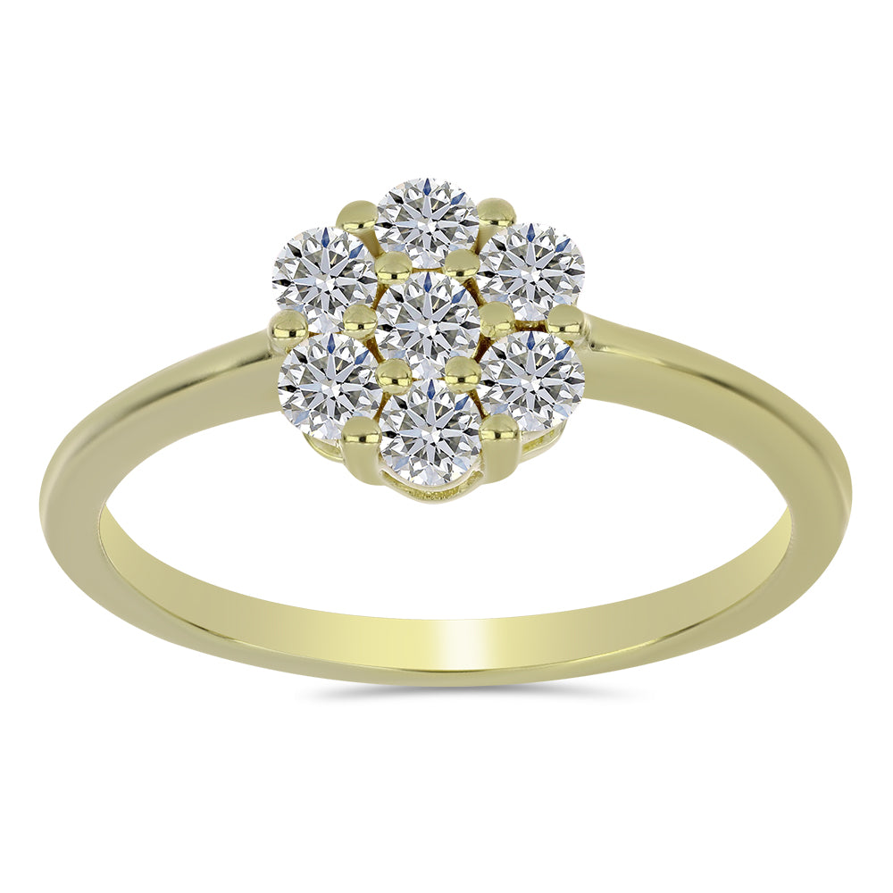 Inel din Argint 925 Placat cu Aur ( 2.09 grame ) cu Diamant Certificat cultivat în laborator 0.6 Carate 3 