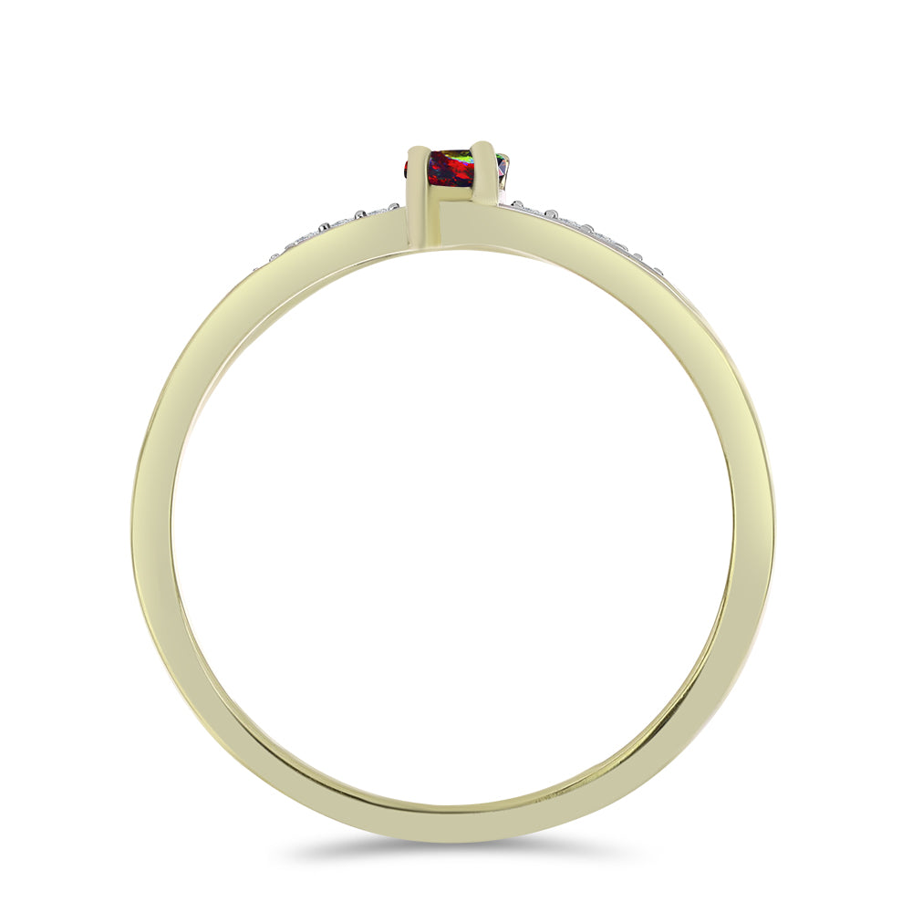 Inel din Argint 925 Placat cu Aur ( 1.65 grame ) cu Opal Etiopian Negru Lega Dembi și Topaz Alb 0.14 Carate