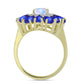 Inel din Argint 925 Placat cu Aur ( 4.95 grame ) cu Piatra Lunii Curcubeu și Safir Albastru Australian 4.77 Carate