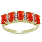 Inel din Argint 925 Placat cu Aur ( 2.53 grame ) cu Coral Roșu Burete și Topaz Alb 1.61 Carate