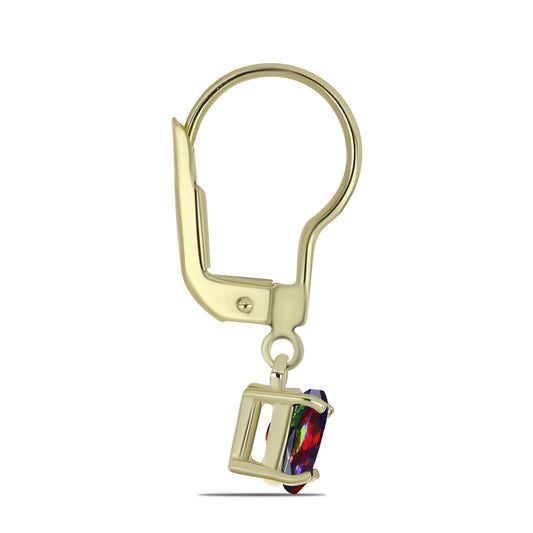 Cercei din Argint 925 Placat cu Aur ( 1.44 grame ) cu Opal Etiopian Negru Lega Dembi 0.55 Carate