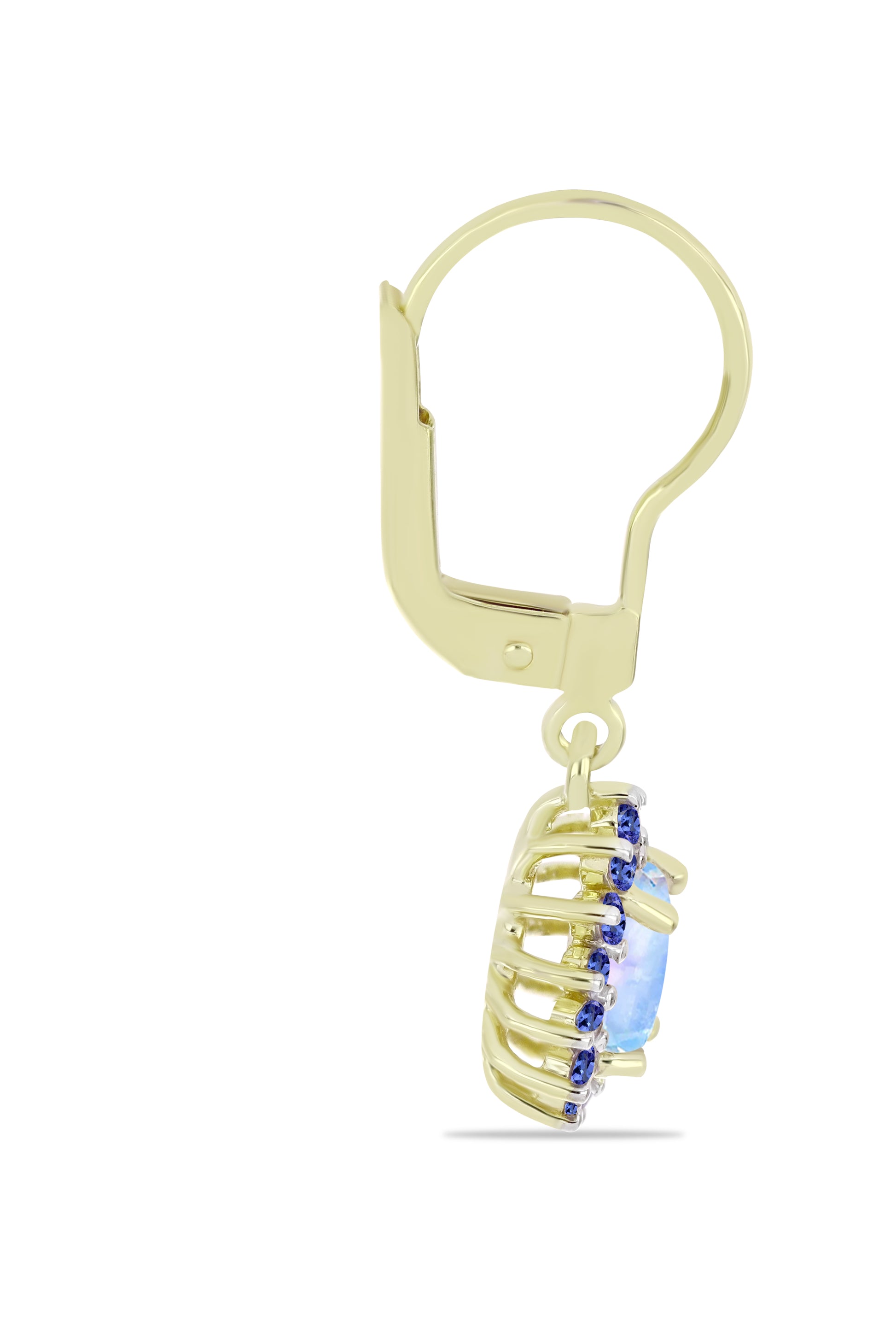 Cercei din Argint 925 Placat cu Aur ( 2.17 grame ) cu Piatra Lunii Curcubeu și Tanzanit 1.36 Carate 2 