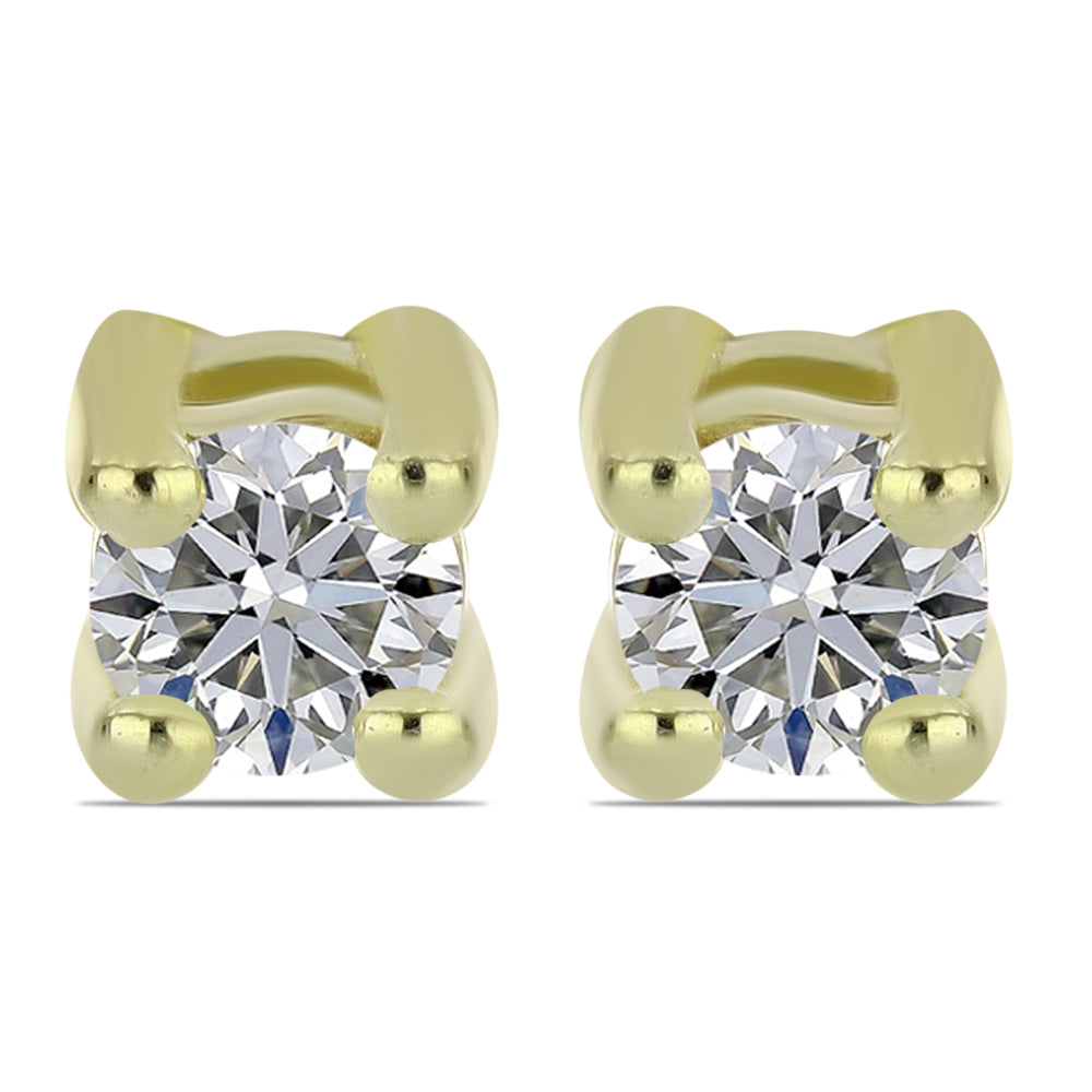 Cercei din Argint 925 Placat cu Aur ( 1.01 grame ) cu Diamant Certificat cultivat în laborator 0.22 Carate 1 