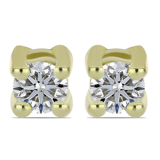 Cercei din Argint 925 Placat cu Aur ( 1.01 grame ) cu Diamant Certificat cultivat în laborator 0.22 Carate