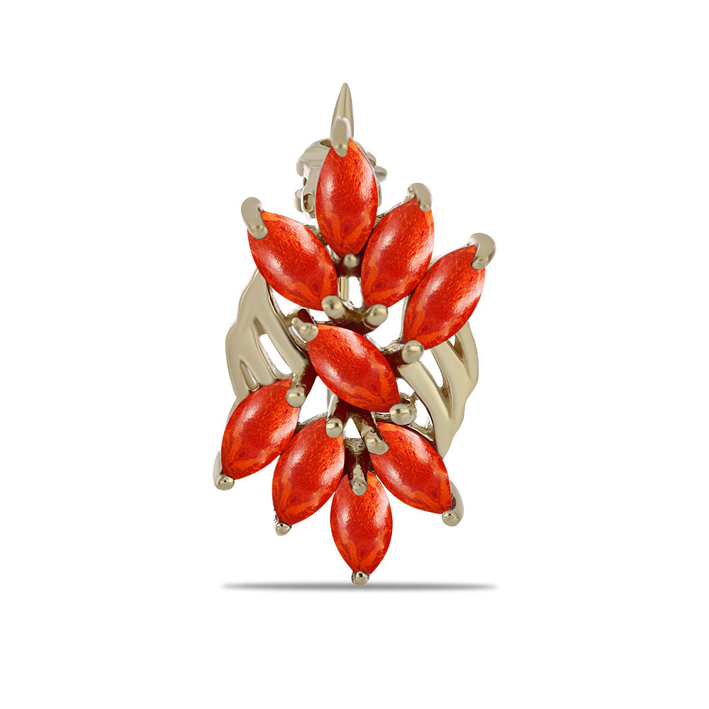 Broşă din Argint 925 Placat cu Aur ( 1.83 grame ) cu Coral Roșu Burete 1.5 Carate 1 