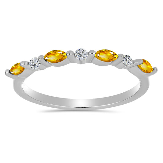 Inel din Argint 925 ( 1.65 grame ) cu Citrin Ural și Topaz Alb 0.42 Carate