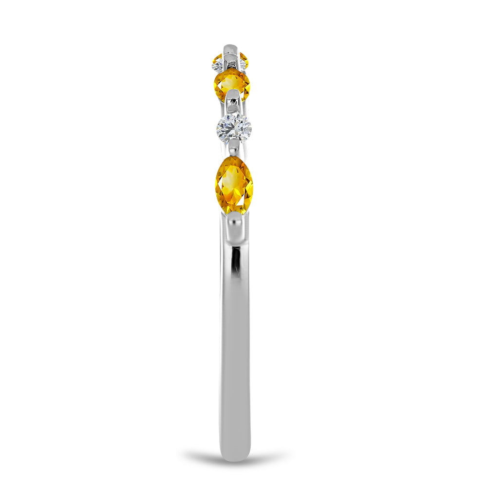 Inel din Argint 925 ( 1.65 grame ) cu Citrin Ural și Topaz Alb 0.42 Carate