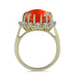 Inel din Argint 925 Placat cu Aur ( 4.25 grame ) cu Coral Roșu Burete și Topaz Alb 5.88 Carate