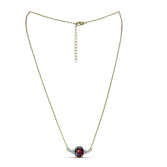 Colier din Argint 925 Placat cu Aur ( 3.43 grame ) cu Opal Etiopian Negru Lega Dembi și Topaz Alb 1.84 Carate