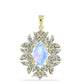 Pandantiv din Argint 925 Placat cu Aur ( 3.52 grame ) cu Piatra Lunii Curcubeu și Zircon Alb 5.51 Carate