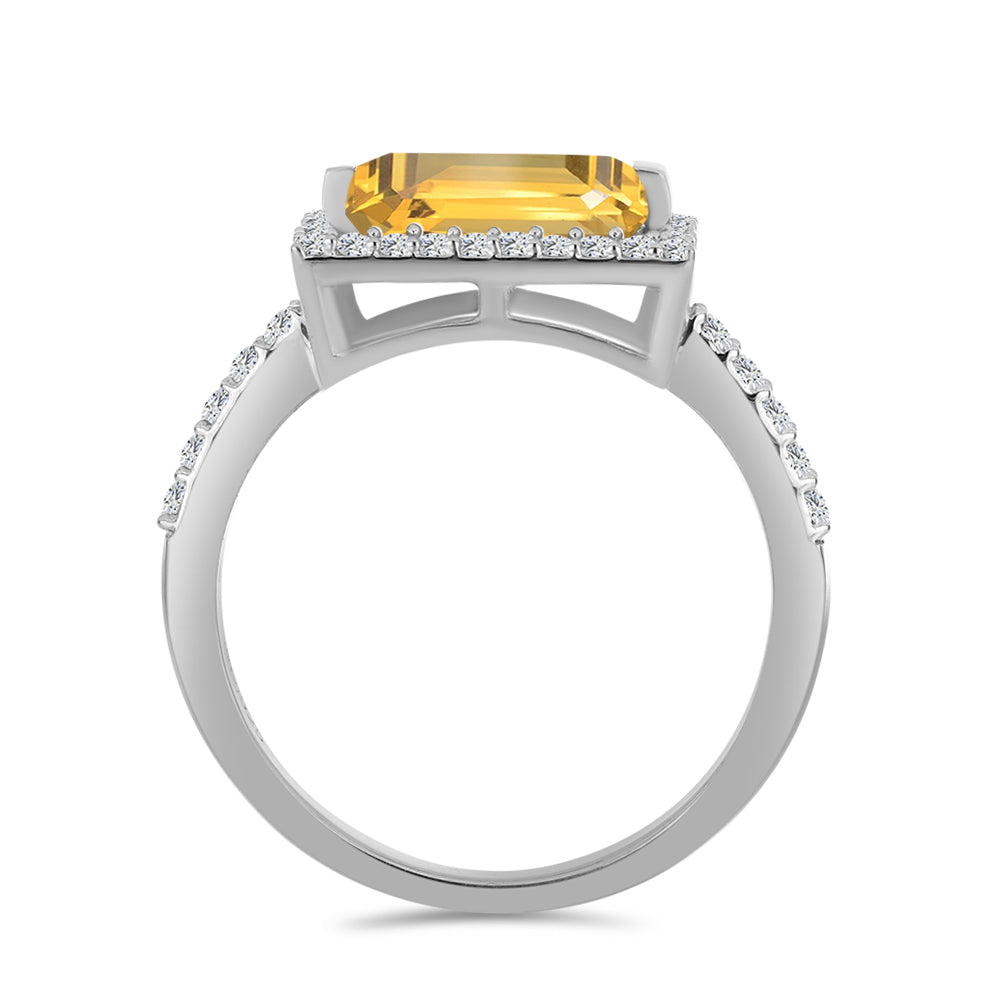 Inel din Argint 925 ( 2.61 grame ) cu Citrin Ural și Topaz Alb 1.97 Carate