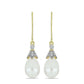 Cercei din Argint 925 Placat cu Aur ( 1.88 grame ) cu Perlă de Apă Dulce Albă și Topaz Alb 10.03 Carate