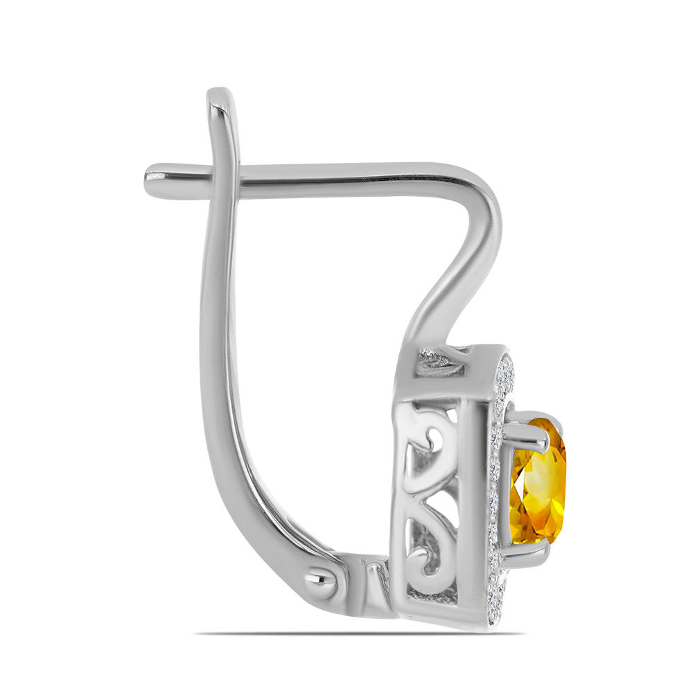 Cercei din Argint 925 ( 3.82 grame ) cu Citrin Ural și Topaz Alb 1.49 Carate