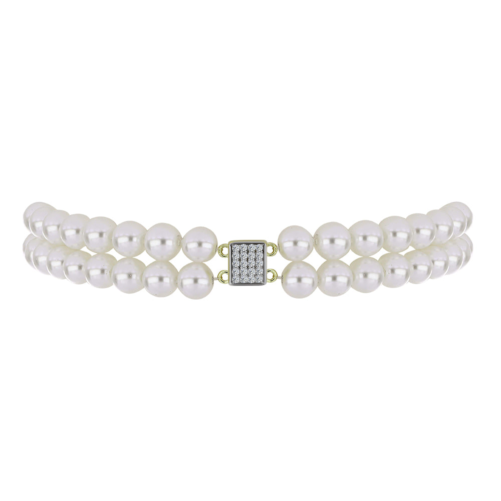 Brățară din Argint 925 Placat cu Aur ( 1.56 grame ) cu Perlă de Apă Dulce Albă și Topaz Alb 90.19 Carate