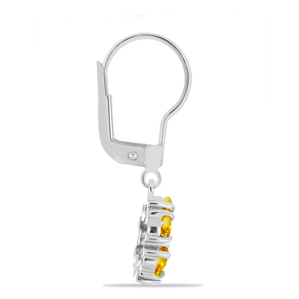Cercei din Argint 925 ( 2.21 grame ) cu Citrin Ural și Topaz Alb 1.8 Carate 2 