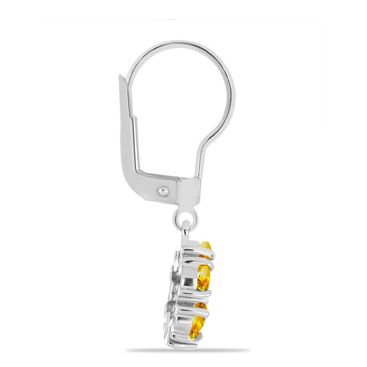 Cercei din Argint 925 ( 2.21 grame ) cu Citrin Ural și Topaz Alb 1.8 Carate