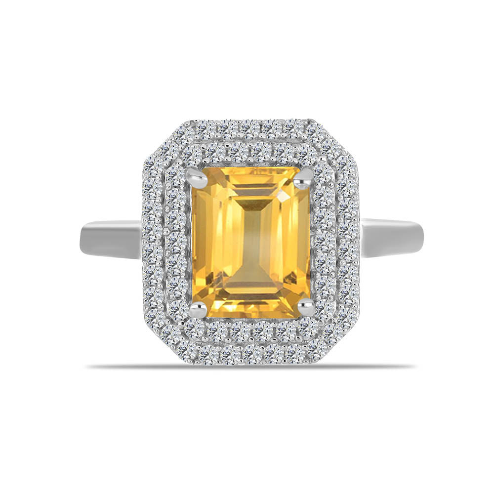 Inel din Argint 925 ( 3.24 grame ) cu Citrin Ural și Topaz Alb 2.62 Carate