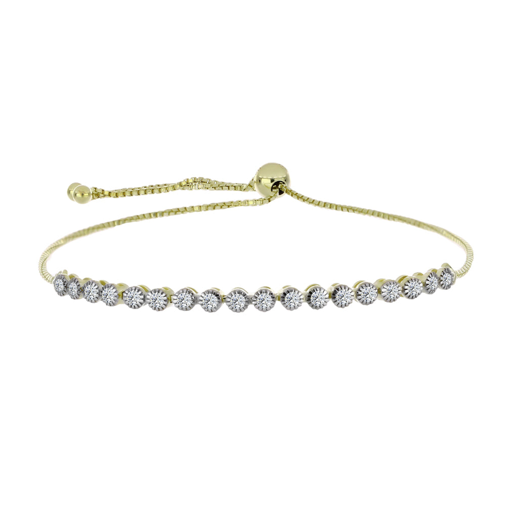 Brățară din Argint 925 Placat cu Aur ( 3.82 grame ) cu Diamant Certificat cultivat în laborator 0.47 Carate 1 