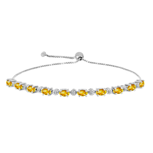 Brățară din Argint 925 ( 5.82 grame ) cu Citrin Ural și Topaz Alb 2.42 Carate