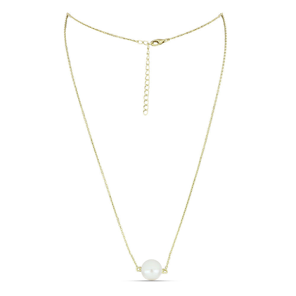 Colier din Argint 925 Placat cu Aur ( 2.58 grame ) cu Perlă de Apă Dulce Albă 5.41 Carate 1 