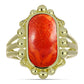Inel din Argint 925 Placat cu Aur ( 6 grame ) cu Coral Roșu Burete 5.43 Carate
