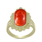 Inel din Argint 925 Placat cu Aur ( 6 grame ) cu Coral Roșu Burete 5.43 Carate