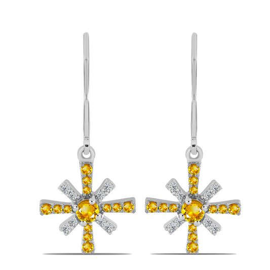 Cercei din Argint 925 ( 2.42 grame ) cu Citrin Ural și Topaz Alb 0.58 Carate