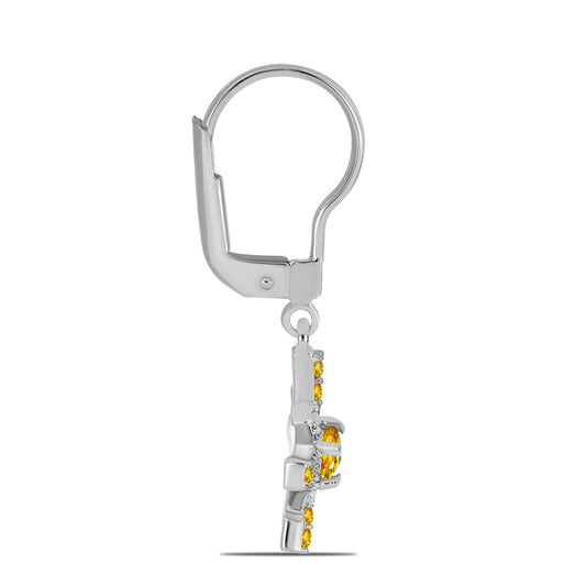 Cercei din Argint 925 ( 2.42 grame ) cu Citrin Ural și Topaz Alb 0.58 Carate