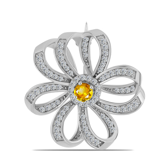Broşă din Argint 925 ( 4.31 grame ) cu Citrin Ural și Topaz Alb 0.84 Carate