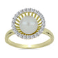 Inel din Argint 925 Placat cu Aur ( 2.75 grame ) cu Perlă de Apă Dulce Albă și Topaz Alb 3.56 Carate