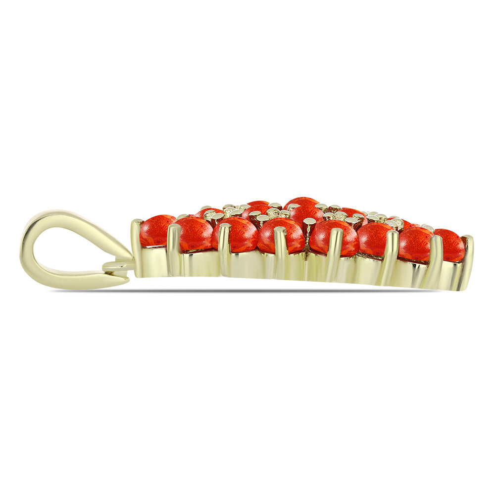 Pandantiv din Argint 925 Placat cu Aur ( 2.94 grame ) cu Coral Roșu Burete 3.21 Carate 2 