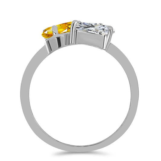 Inel din Argint 925 ( 2.1 grame ) cu Citrin Ural și Topaz Alb 1.39 Carate