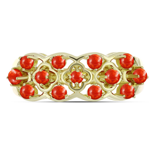 Inel din Argint 925 Placat cu Aur ( 4.4 grame ) cu Coral Roșu Burete 0.51 Carate