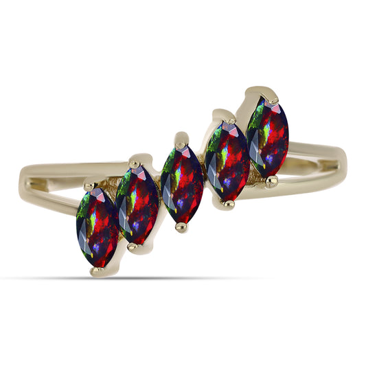 Inel din Argint 925 Placat cu Aur ( 2.1 grame ) cu Opal Etiopian Negru Lega Dembi 0.45 Carate