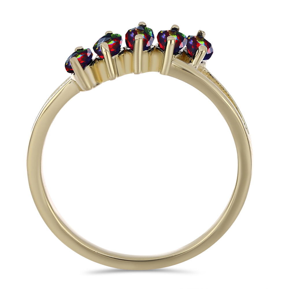 Inel din Argint 925 Placat cu Aur ( 2.1 grame ) cu Opal Etiopian Negru Lega Dembi 0.45 Carate 2 